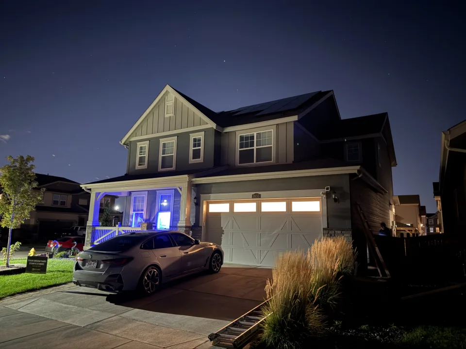 The same home before the permanent lighting was installed