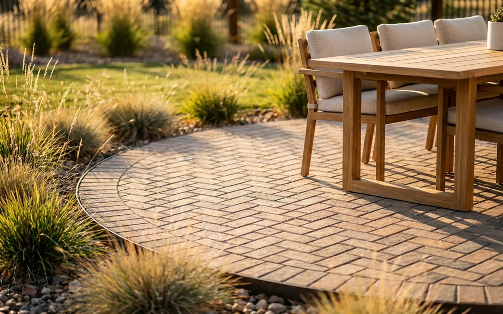 Paver patio with fire feature